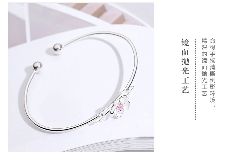 Vòng tay bạc nữ đồng bảng bạc thiết kế ngách vòng tay sinh viên lưới màu đỏ gió lạnh hoa anh đào thời trang bạn gái trang sức tay cá nhân - Vòng đeo tay Clasp
