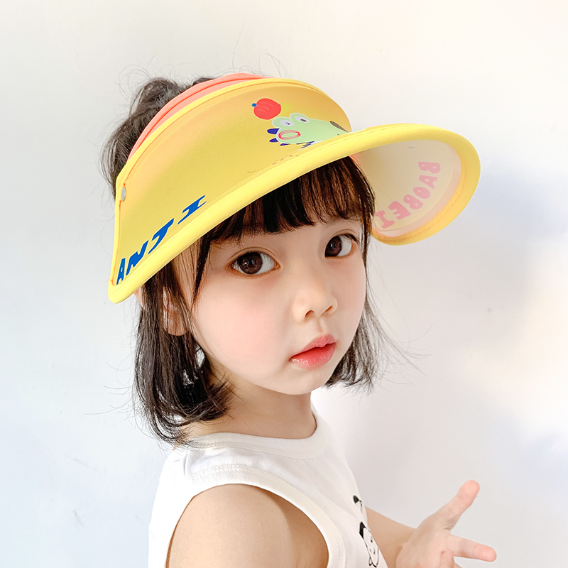 Summer children hat sunscreen with great sun hat empty top male and female suntan hat sun cartoon baby without top beach cap tide