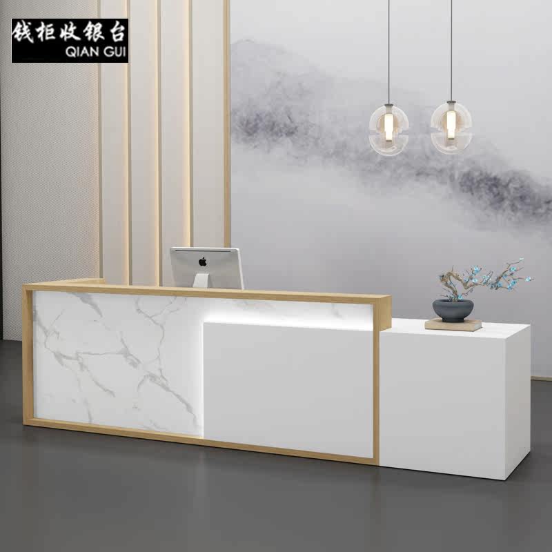 New Chinese Baked Lacquer Collection Silver Counter Brief Tea Restaurant Counter Hotel Company Bar Cosmetic House Wellness Hall Reception Desk