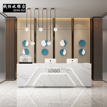 Cashier Light luxury creative net red bar Beauty Salon Club Company front desk One-piece imitation marble reception desk