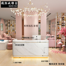 Nordic simple modern clothing store cashier counter Beauty salon Curved bar Company small front desk reception desk