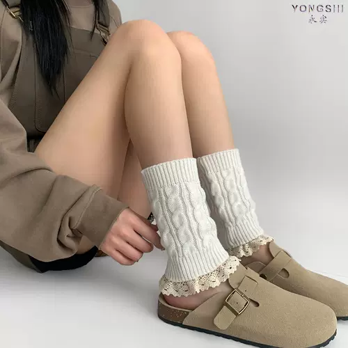 Ботинки, демисезонные гетры, кружевной комплект, зимние шерстяные трикотажные удерживающие тепло сапоги, кружевное платье
