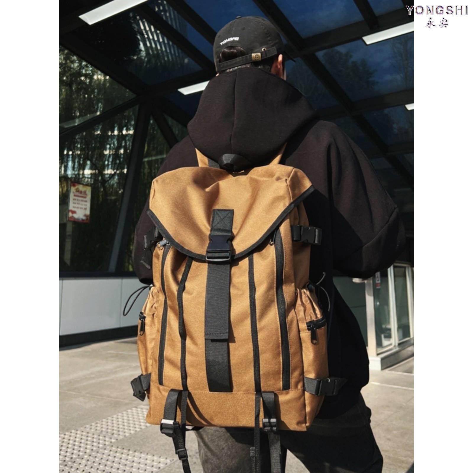 Fashionable Large-Capacity Functional Backpack for Men, Outdoor Travel, Hiking Backpack, Water-Repellent College Student Bag for Women