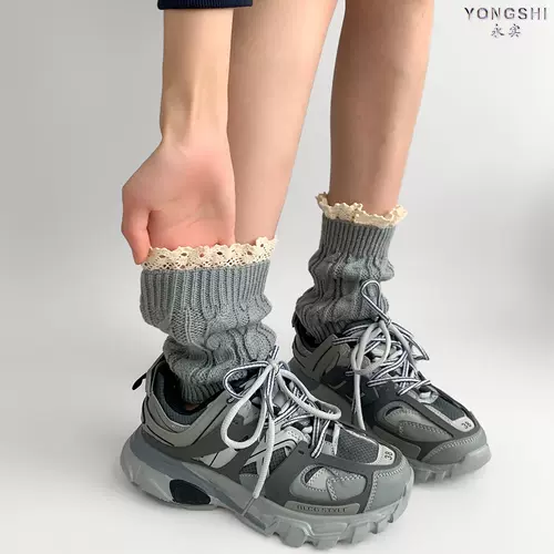 Ботинки, демисезонные гетры, кружевной комплект, зимние шерстяные трикотажные удерживающие тепло сапоги, кружевное платье