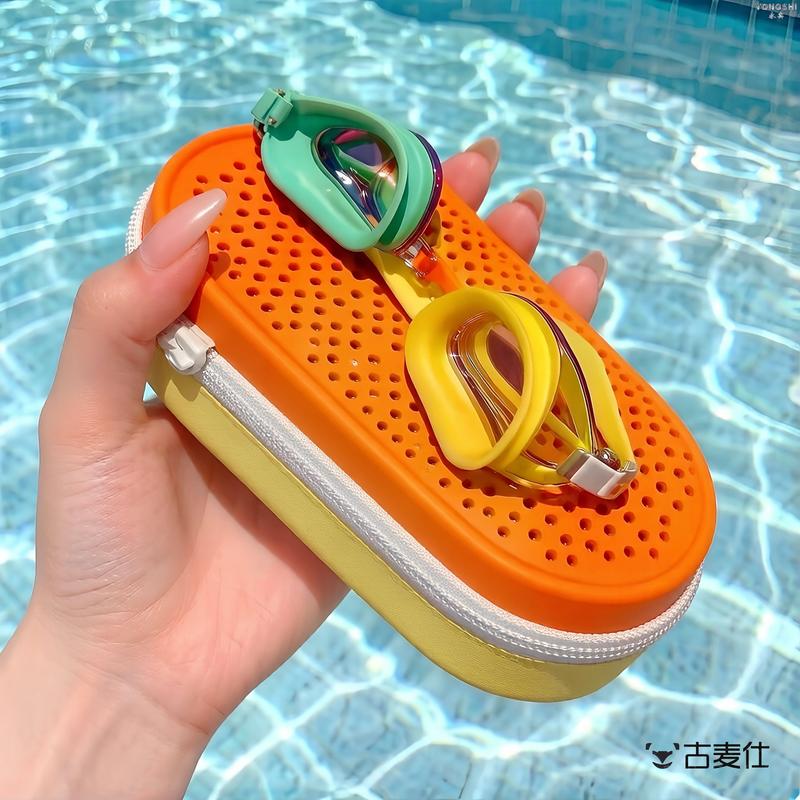 Silicone Swimming Goggles Storage Box, Portable Waterproof Glasses Case for Men and Women, High-Looking Swimming Gear Bag for Kidsren