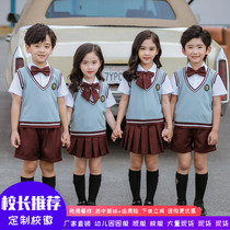 Summer Pure Cotton Elementary Students School Uniform Suit College Wind Childrens Kindergarten Garden Suit Summer Clothing Class 61 Acting Out Clothes