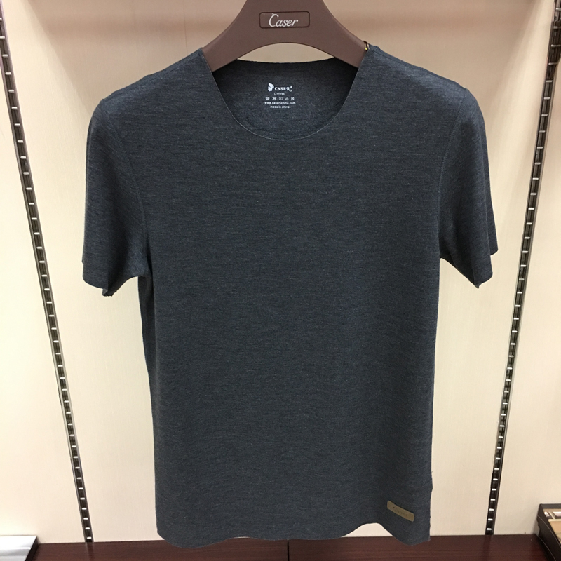 Caser Men's Underwear Meiyabi Round Neck Brushed Short Sleeve Shirt Warm Short Sleeve Top Af52721