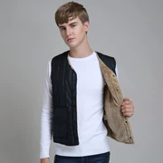 Mùa thu và mùa đông mẫu áo vest nam trung niên dày cộng với mỡ cừu cỡ lớn cashmere cộng với áo vest cashmere áo ấm áo vest