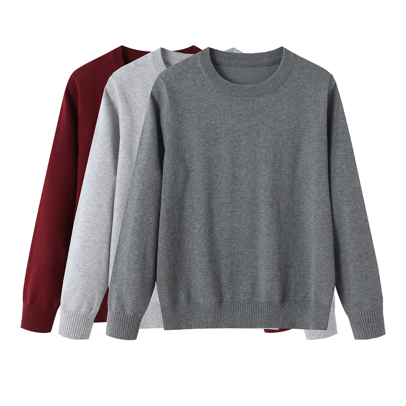 100% Pure Cotton Knit Sweater for Women, Round Neck, Loose Fit, Versatile, Thin Base Layer, Suitable for Spring, Autumn, and Winter, Women's Sweater