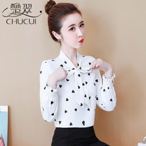 White Snowspinning Shirt Lady Spring Autumn 2022 New Tide Ocean Air Career Long Sleeve Blouses Polo Dot Big Code Beating Undershirt