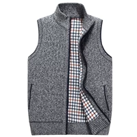 Mùa thu và mùa đông nam len nhung áo len chất béo cộng với nhung ấm tuổi trung niên dệt kim vest vest nam áo len hàn quốc