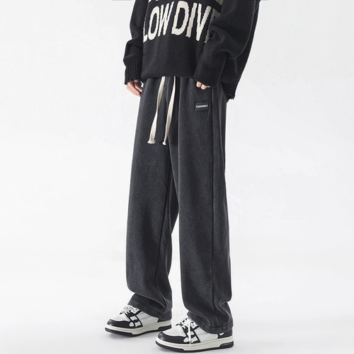 Мужские осенние штаны для отдыха, свободный прямой крой, в американском стиле, большой размер