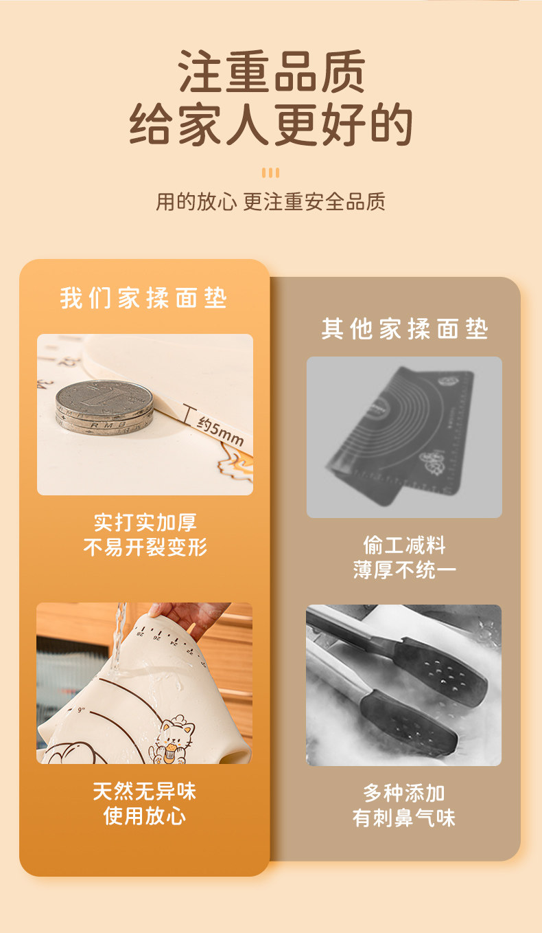 Разминание мат 【活动拍1发9样】新款小厨喵大号加厚硅胶揉面垫擀面垫和面垫