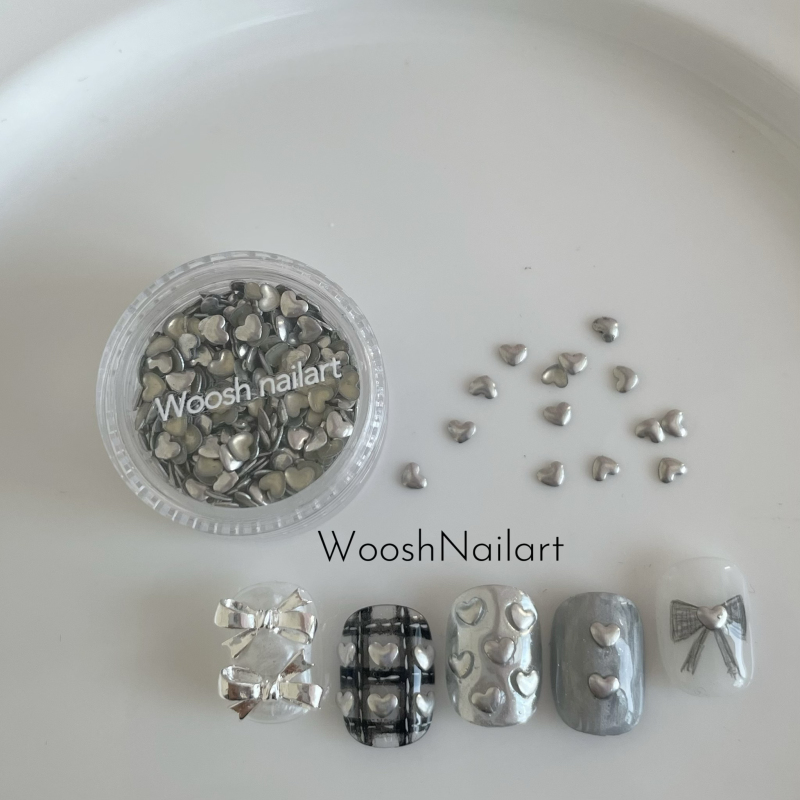 Woosh Nail Heart-Shaped Nail Art Metal Stickers Heart-Shaped Gold and Silver Rivets Flat-Bottomed Accessories Niche ins Korean Style Woosh Nail Heart-Shaped Nail Art Metal Stickers Heart-Shaped Gold and Silver Rivets Flat-Bottomed Accessories Niche ins Korean Style