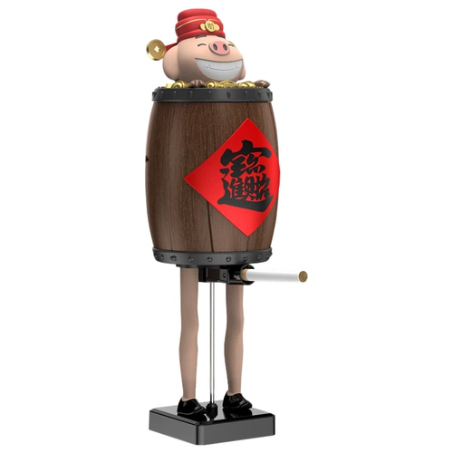 Douyin Internet Red Red Wealth Pig Automatic Tobacco Bouncing Fashion Creative Fresation Frong Funcy Perak Pioneer Wood Barrel Box