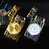 Креативные часы, мигающая ультратонкая ветрозащитная зажигалка с зарядкой, подарок на день рождения