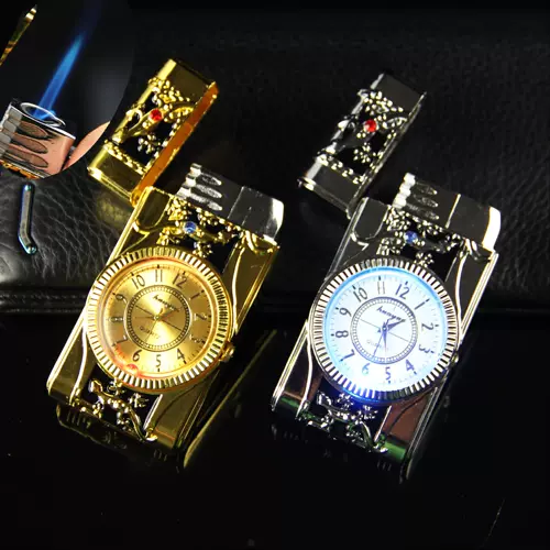 Креативные часы, мигающая ультратонкая ветрозащитная зажигалка с зарядкой, подарок на день рождения