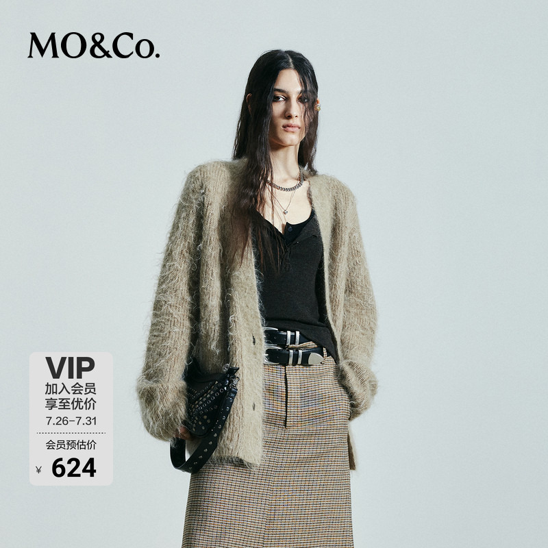 【Moco Outlet】Sweater Jacket Made of Sheep Wool and Mohair, Thick, Hand-Pulled Wool, Mo'Anke