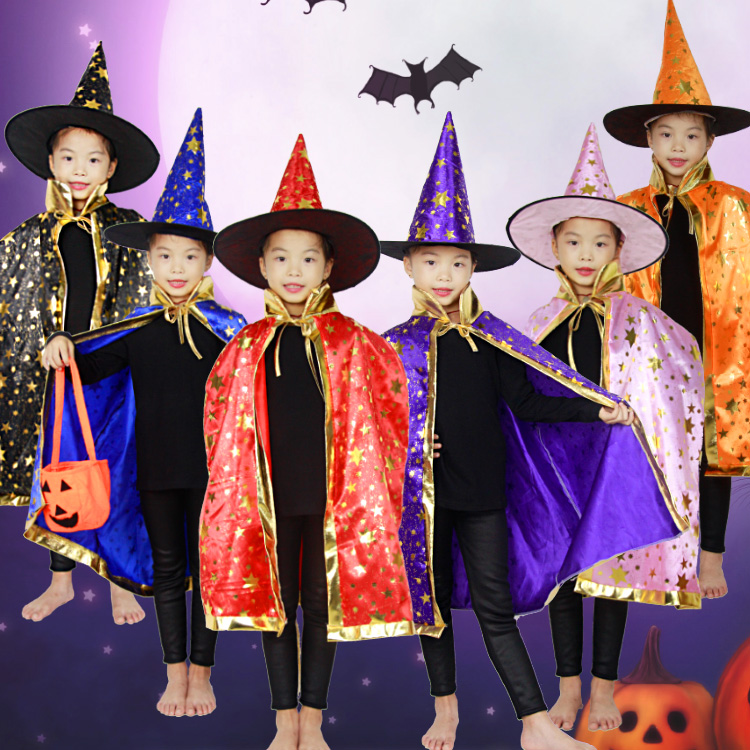 Halloween Children's Beatles show props female witch cloak nursery Costume Magician Costume Magician Dresses Dress Adornment-Taobao