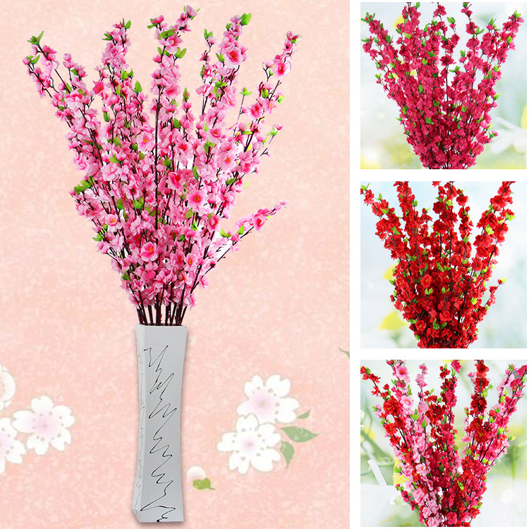 New Year Decorative Supplies Simulation Peach Blossom Branch Bonsai False Peach Branch Spring Festival Living Room Layout Plastic Single Pink Tree