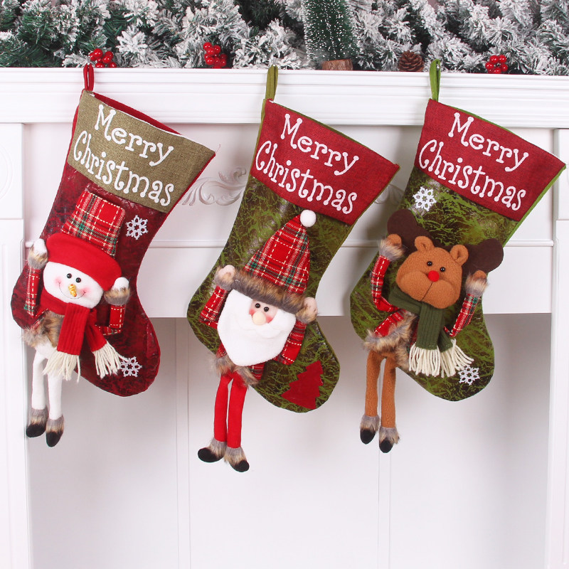 Christmas Ornament Sock Gift Bag Old Man Candy Christmas Stocking Charm Kids Activity Gift Bag Large Socks