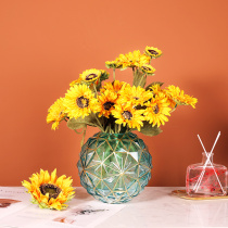 Sunflower simulation bouquet ornaments living room large floor sunflower flower decoration flocking fake flower dried flower