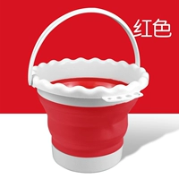 Силиконовое складное ведро [обновить более толстую модель] [Round] [красный]