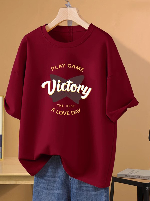 Burgundy Loose Cotton Short-Sleeved T-Shirt for Women 2026 New Summer Oversize Belly-Covering Slimming T-Shirt Top Burgundy Loose Cotton Short-Sleeved T-Shirt for Women 2026 New Summer Oversize Belly-Covering Slimming T-Shirt Top