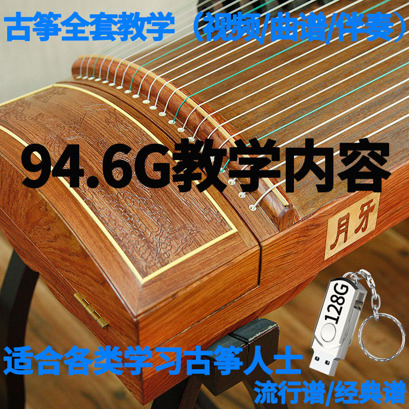 128GUSB with the body Disc Guzheng Full Set Teaching Film Introductory Preliminary Examination Examination of Cognitive Strings repertoire Self-learning Tutorials