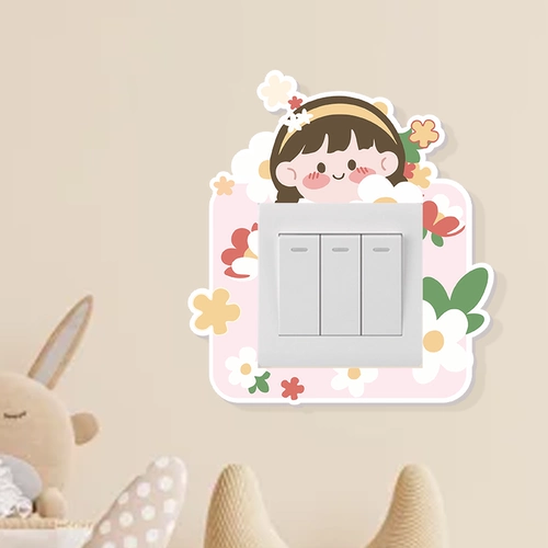 Декоративная креативная защитная крышка с рисунком на 𫔭 выключенной розетке, блокирующая набор декоративных бордюров, декоративные настенные наклейки, украшающие набор бордюров
