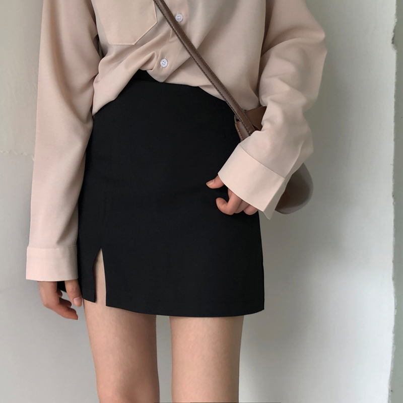Pregnant women short skirt spring and autumn A-word bag hips appear thin and versatile split tide mom autumn and winter belly skirt black
