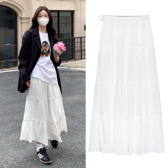 Pregnant women's skirt children in spring and summer 2024 new Chinese long Korean version of white A -line umbrella skirt showing thin cake skirt