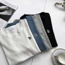 Comfort Good Feeling T-shirt Summer Men Casual 100 Hitch Embroidery Pure Color Waffle Collar Short Sleeve Blouse