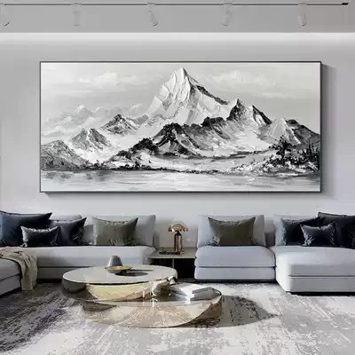 Modern simple pure hand-painted oil painting living room decorative painting Yinshan light luxury abstract hanging painting thick oil three-dimensional background mural