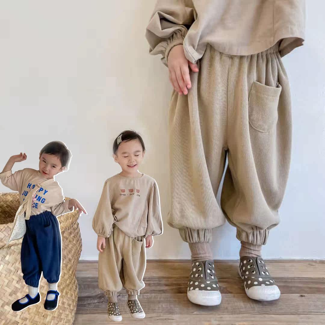Girls' pants spring and autumn outer wear 2022 new fashion autumn style Western style baby big PP pants autumn boys harem pants tide