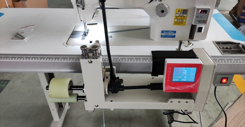 Automatic Tape Rewinder with Electronic Pig Intestine Tape Flipping, Chain Stitch Overlock, Thread Break Sensor, and Material Shortage Sensor Automatic Tape Rewinder with Electronic Pig Intestine Tape Flipping, Chain Stitch Overlock, Thread Break Sensor, and Material Shortage Sensor