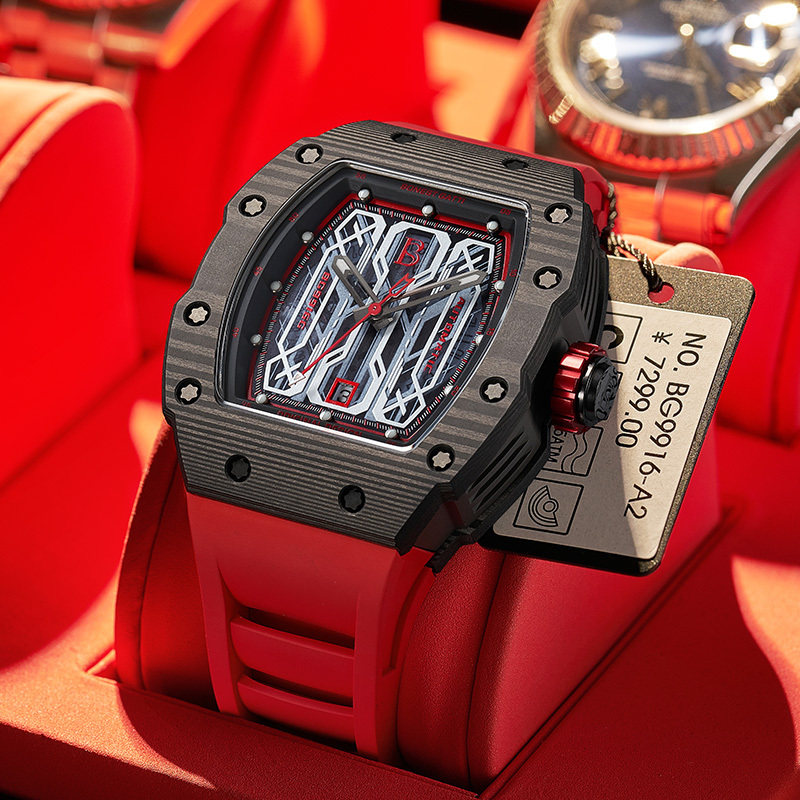 German Bugatti Watch Men's Limited Edition Carbon Fiber Luminous Automatic Mechanical Watch Trendy Light Luxury Gift