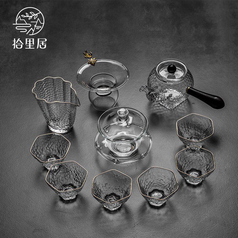ten livable glass tea set tea lid bowl high temperature resistant hot and cold transparent teapot tea cup util tea furniture set