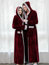Nightgown women winter long coral velvet flannel pajamas thick and long warm Mens bathrobe couple bathrobe winter