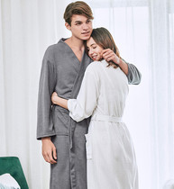 Nightgown female spring and autumn long high-end bathrobe absorbent quick-drying cotton mens bathrobe thin size couple pajamas female