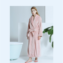 Nordic Nordic ins style bathrobe autumn and winter extended flannel bathrobe female winter coral velvet pajamas morning gown