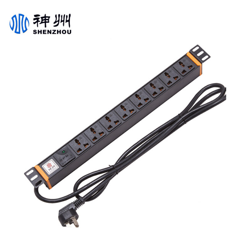 Xiangrui Shenzhou Shenzhou PDU8 bit 10A multi-hole cabinet socket bit industrial PDU power plug row lightning protection socket plug cz-1008 lightning protection 10A 3 meters (former WF8103)