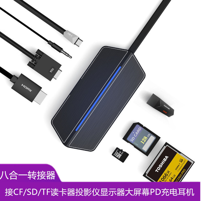 TYPE-C extended dock CF SD card reader HDMI VGA connector is suitable for Lenovo Yoga new Pro computer