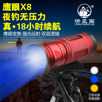 Listen to the wind Pavilion Nighthawk X8 fishing light blue super bright night fishing light strong xenon high power laser cannon luminous flashlight
