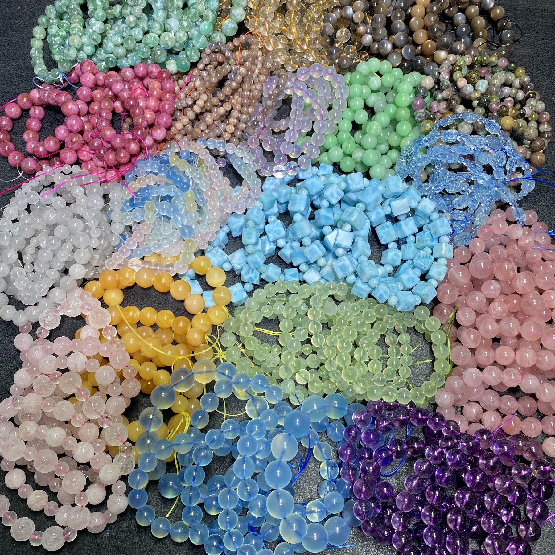 ピーターサイト、ホワイトクリスタル、スーパーセブントルマリン、アクアマリン、ストロベリークォーツ、シトリン、ムーンストーンブレスレット、文化的な手紐、仏教の数珠