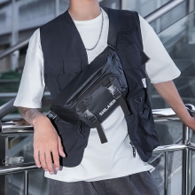 Chest bag men's Instagram trendy large capacity sports crossbody bag student casual shoulder waist bag contrasting color backpack chest bag