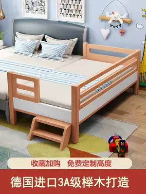 Solid wood children's bed Beech boys and girls baby side bed Princess bed splicing widened with guardrail small bed splicing large bed