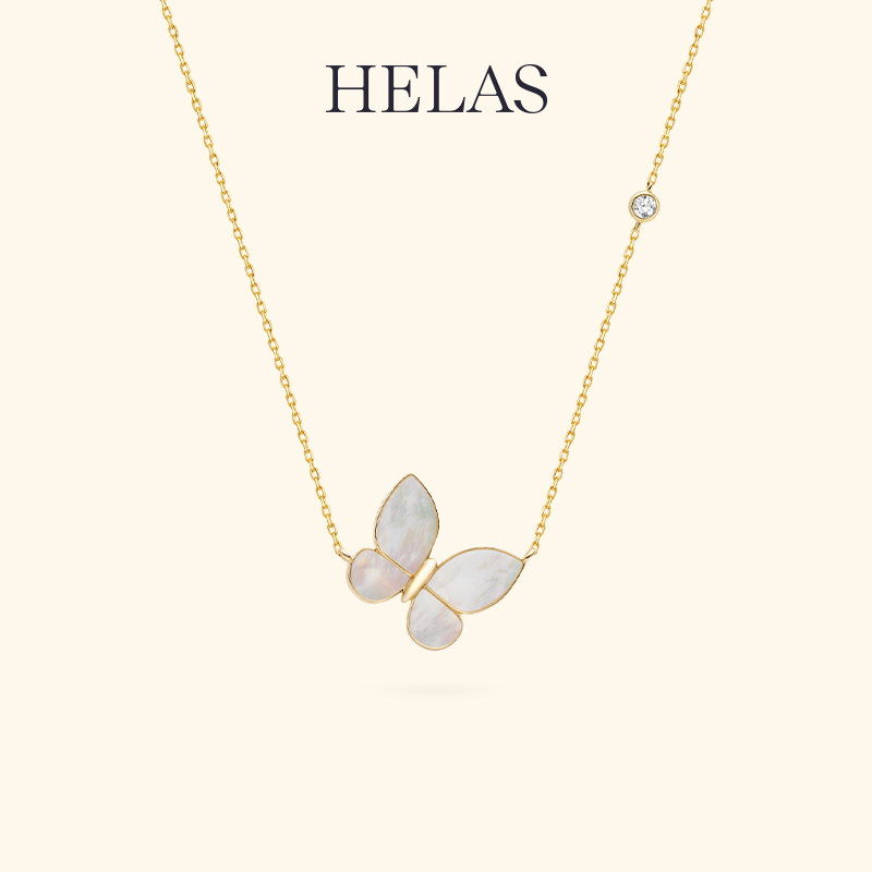 Li Duohai Helas Hera Sea Pearl White Mother-Of-Pearl Butterfly Necklace 18K Gold Diamond Clavicle Chain Jewelry Gift