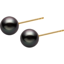 HELAS Hera Mystery Series Highlight Tahitian Black Pearl Seawater Pearl 18K Gold Stud Single Bead Earrings for Women