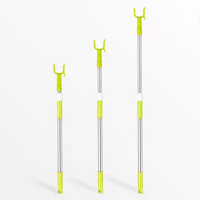 Lift clothes rod household clothing fork rod stainless steel integrated Bright Wave pick rod to take the top clothes stretch clothes fork